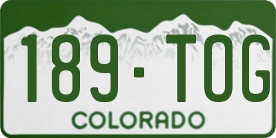 CO license plate 189TOG