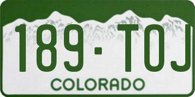 CO license plate 189TOJ