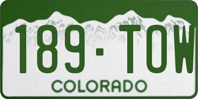 CO license plate 189TOW