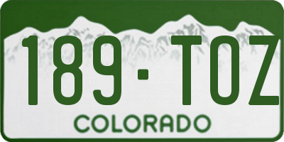 CO license plate 189TOZ