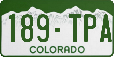 CO license plate 189TPA