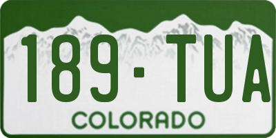 CO license plate 189TUA