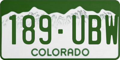 CO license plate 189UBW