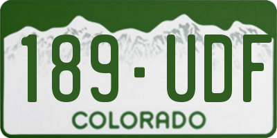 CO license plate 189UDF