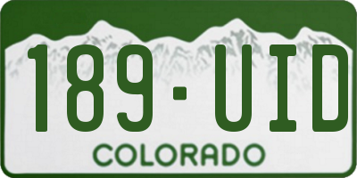 CO license plate 189UID