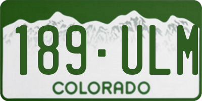 CO license plate 189ULM