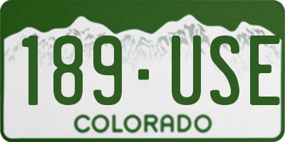 CO license plate 189USE