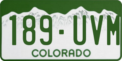 CO license plate 189UVM