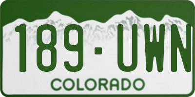 CO license plate 189UWN