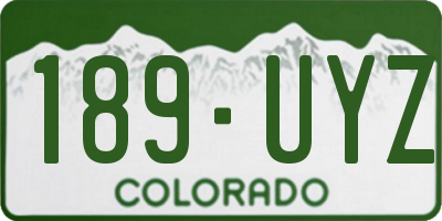 CO license plate 189UYZ