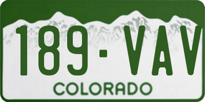 CO license plate 189VAV