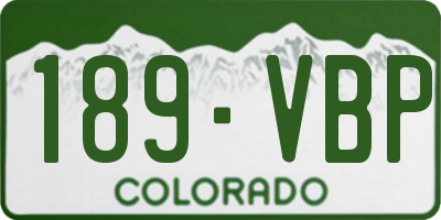 CO license plate 189VBP