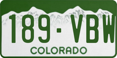 CO license plate 189VBW