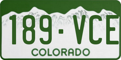 CO license plate 189VCE