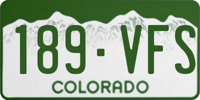 CO license plate 189VFS