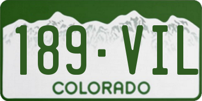CO license plate 189VIL