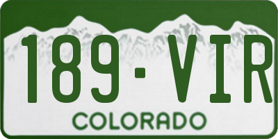 CO license plate 189VIR