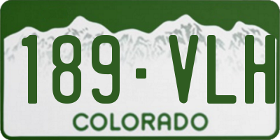 CO license plate 189VLH