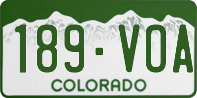 CO license plate 189VOA