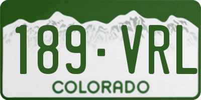 CO license plate 189VRL