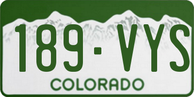 CO license plate 189VYS
