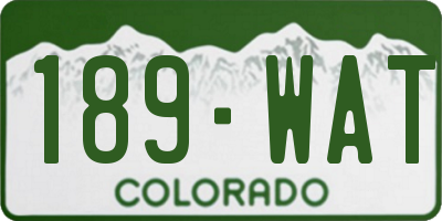 CO license plate 189WAT