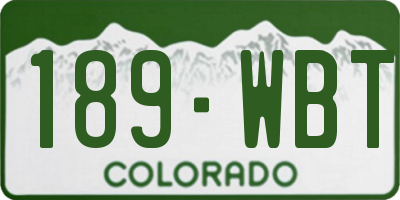 CO license plate 189WBT