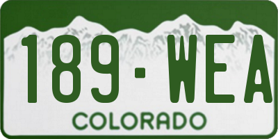 CO license plate 189WEA