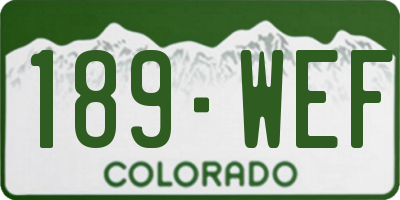 CO license plate 189WEF
