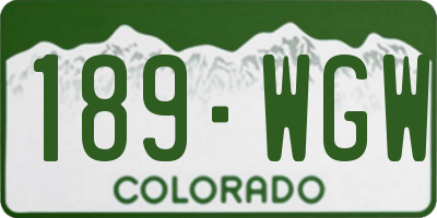 CO license plate 189WGW