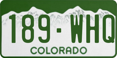 CO license plate 189WHQ
