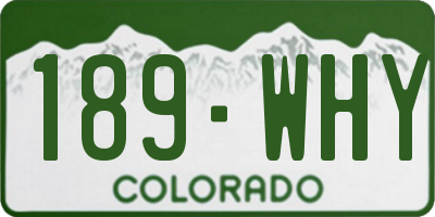 CO license plate 189WHY
