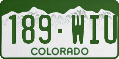 CO license plate 189WIU