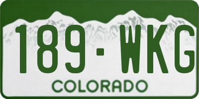 CO license plate 189WKG