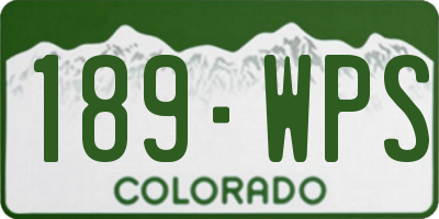 CO license plate 189WPS