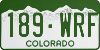 CO license plate 189WRF