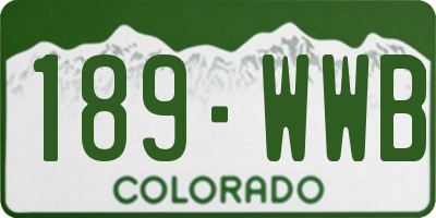 CO license plate 189WWB