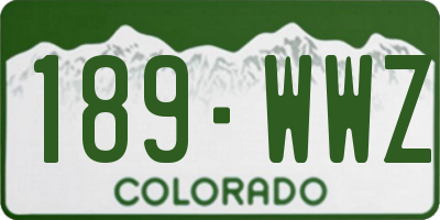 CO license plate 189WWZ