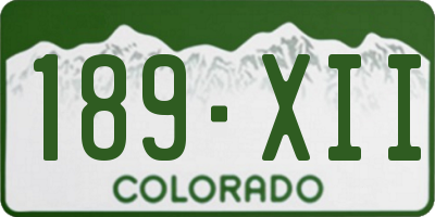 CO license plate 189XII