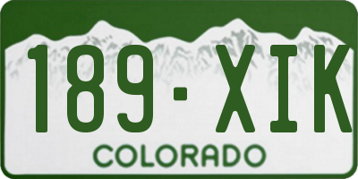 CO license plate 189XIK