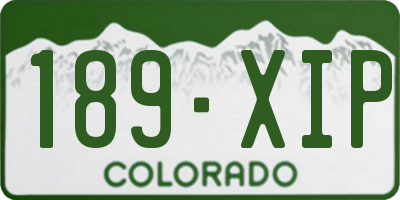 CO license plate 189XIP