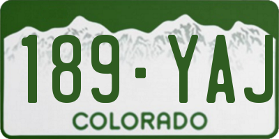 CO license plate 189YAJ