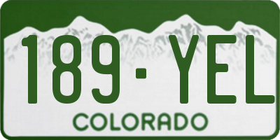 CO license plate 189YEL