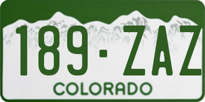 CO license plate 189ZAZ
