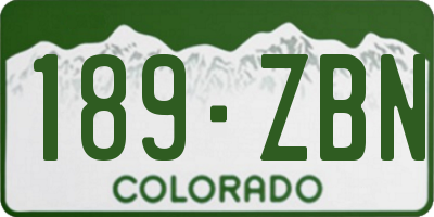 CO license plate 189ZBN