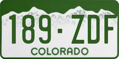 CO license plate 189ZDF