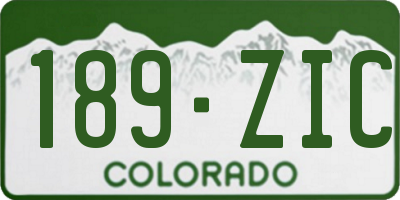 CO license plate 189ZIC