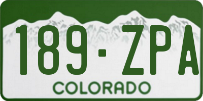 CO license plate 189ZPA