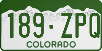 CO license plate 189ZPQ