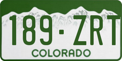 CO license plate 189ZRT